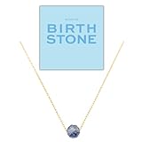 happymaker - Geburtsstein Kette, vergoldete Silberkette 925, Geburtsstein Dezember, echter Edelstein blauer Topas, Sternzeichen Schütze, handgefertigt, größenverstellbar, Geschenkverpackung