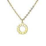 Amaxer Mondphase Halskette für Frauen Edelstahl Halbmond Mondphase Hexe Amulett Schmuck Geschenke Anhänger Halskette, L50, Edelstahl (Gold)