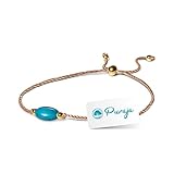 PURAJA Edelstein Armband Damen | Aquamarin | Mit 18k echt vergoldeten Edelstahl Perlen | Handgemacht | Glücksarmband Damen | Mutmacher