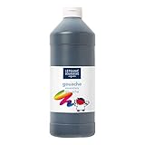 Lefranc Bourgeois 188523 Value Kinder Gouachefarbe auf Wasserbasis, leuchtende Farben, deckend, gebrauchsfertig, abwaschbar, Dosieröffnung, 1000ml Flasche - Schwarz