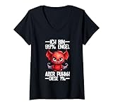 Damen Ich Bin 99% Engel Aber Puhhh Diese 1% Teufelchen Spruch T-Shirt mit V-Ausschnitt