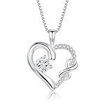 Cangall Kette Herz Damen Halskette 925 Sterling Silber Herz Anhänger mit 5A Zirkonia, 45+5cm Silber Kette mit Infinity-Herz Halskette Anhänger, Schmuck Geschenk für Her zum Valentinstag Muttertag