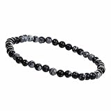 UNIQUE GEMS Perlenarmband Edelstein Damen Armband Obsidian Ø 4mm Chakra Perlen Buddha Schutzarmband