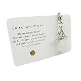 Milaboo® Schutzengel Schlüsselanhänger mit Edelstein und Karte I Glücksbringer in Geschenkverpackung handgefertigt I Geschenk für Besondere Anlässe (Du schaffst das)