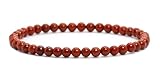 Echtes Roter Jaspis Edelstein Armband mit runden 4mm Perlen - verschiedene Längen - Heilstein Schutzstein Edelsteinarmband Glücksbringer Talisman Geschenk (Roter Jaspis, 18CM)