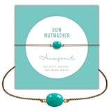 happymaker - Amazonit Armband Damen, Edelstein Armband mit echtem Amazonit Stein für mehr Klarheit und innere Ruhe als Mutmacher Geschenk - Handgefertigt in Deutschland