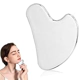 Silber Gua Sha Edelstahl,Herzform Gua Sha Massagewerkzeug,Gua Sha Stein Gesichtswerkzeug,für Kieferformung & Schwellungsreduktion,Metall Lymphdrainage Massageschaber für Gesicht, Augen,Hals,Körper