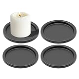 WYYFXY® 4 Stück Metall Kerzenhalter Stumpenkerzen Kerzenständer Schwarz Kerzenteller 10cm Kerzenuntersetzer Rund Candle Holder für Hochzeit, Haus, Party, Deko