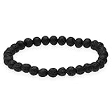Lebensquelle Plus Kugelarmband | Perlen Armband 6 mm | Hochwertiges Edelsteinarmband | Natur Stein Edelsteinarmband dehnbar (Lavastein)