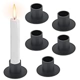 RISVOWO Kerzenständer Schwarz, 6 Stück Kerzenhalter für Stabkerzen, Kerzentüllen aus Metall, Kerzeneinsatz Tafelkerzen, Candle Holder, Stabkerzenhalter für Wohn,Esszimmer und Schlafzimmerdekoration