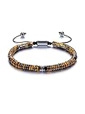 Zysta Edelsteine Armband Gerflochten einstellbar Stretch Perlenarmband Aventurin Tigerauge Armkette Glückbringen Geschenk für Damen Herren (Tigerauge)