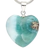 Lebensquelle Plus Herzanhänger Larimar | Edelstein Anhänger | Herz mit 925er Silberöse (M)