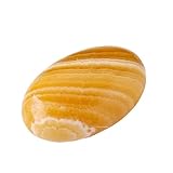 Erliway Natürlicher gelber Calcit-Handschmeichler, 5–6 cm großer, polierter Heilstein zur Linderung von Angstzuständen, ovaler Taschenstein für die Handtherapie, Massagestein zur Stressbewältigung