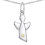 Materia Kinder Anhänger Geburtsstein November - 925 Sterling Silber Engel Kette klein Etui KA-459-Gelb-K109