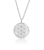 T TAKONE Blume des Lebens Kette – Elegante Halskette mit zeitlosem Design, angenehm zu tragen, ideal für spirituelle Schmuckliebhaber (Silber)