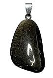 1 x Edelsteinanhänger Handschmeichler in Größe M - L als Anhänger mit Silberöse - Steinsorte - (Goldobsidian)
