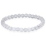 Lebensquelle Plus Kugelarmband | Perlen Armband 6 mm | Hochwertiges Edelsteinarmband | Natur Stein Edelsteinarmband dehnbar (Bergkristall)