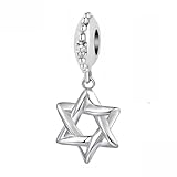 Wunschstern-Charm, 925er-Sterlingsilber, Hexagramm-Anhänger, Glücksbringer, David, Religion, Charm, passend für Pandora-Armband
