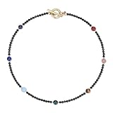COAI Turmalin Perlenkette mit 6 mm Edelsteinperlen 7 Chakra Halskette für Damen
