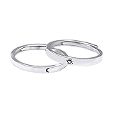 Sonne und Mond Pärchen Ringe für Freundin Freund Kupfer Politur Verstellbarer Liebesring