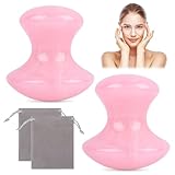 2 Stück Gua Sha Pilzform Massage Werkzeug, Massagesteine Gesicht, Natürlicher Gua Sha Rosenquarz Massagewerkzeug für Gesicht Augen, Scraping Massage Steine Gesichtsmassage für Falten SPA Hautpflege