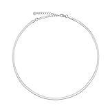 GD GOOD.designs Schlangenkette Silber - flache Sterling Silberkette ohne Anhänger I Silberne Edelstahl Choker 3mm breit - Wasserfest