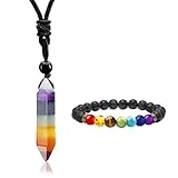 QJFHURB Chakra Kette Heilsteine Kette Edelstein Kette Edelsteine Heilsteine Edelstein Anhänger 7 Chakra Halskette Chakra Schmuck Heilstein Kette Kristall Kette Heilsteine Chakra Mit Chakra Armband