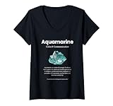 Damen Aquamarin Kristall Bedeutung, Definition Bedeutung von Aquamarin T-Shirt mit V-Ausschnitt