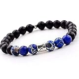 UBBVPKY 8Mm Blau-Türkis-Schwarz Mattiertes Stretch-Perlenarmband für Herren 12 Sternbilder Natursteinarmband für Damen Glücks-Astrologie-Horoskop Schmuckgeschenk Schütze