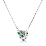 Linawe Smaragd Grün Kette Damen Silber, Edelsteine Anhänger Halskette Kettenanhänger Silber Schmuck, Edelstahl Kette Set Jewelry, Geburtsstein Kristall Modeschmuck Kette Damenschmuck