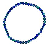 Taddart Minerals – Blau Grünes Armband aus dem natürlichen Edelsteinen Azurit und Malachit mit 4 mm Kugeln auf elastischem Nylonfaden aufgezogen – handgefertigt