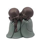 Bonze Flüsterer - Glücksbringer - Zen und Feng Shui Dekoration - Schafft eine entspannende und spirituelle Atmosphäre - Geschenkidee - Höhe: 12cm - Farbe: Grün und Braun - Zen'Light