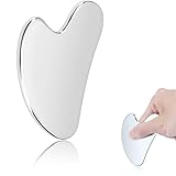 Gua Sha Edelstahl, Gua Sha Stein Gesichtswerkzeug, Guasha Scraping Massage Tool, Metall Lymphdrainage Massageschaber für Gesicht, Augen, Hals, Körper