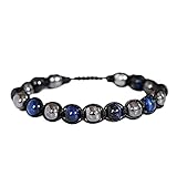 Leuchtbox Glücks-Armband Yoga Chakra Kettchen Freundschaftsband Unisex Natursteine Hämatit Blutstein Tigerauge Verstellbares Band (Nachtblau)