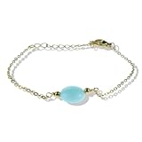 Gsedaox Edelstein Armband Aquamarin Damen, handgefertigt Reise Geschenk,Glücksbringer Reise Armband, Mutmacher und Motivations Geschenk, Geburtsstein Fisch