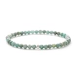 BERGERLIN Amazonit Armband echt mit 925 Sterling Silberperle - facettierte Perlen - Größe L