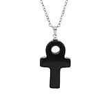 Edelstein Kette, Verstellbare Kette, Modische Halskette Mit Natürlichem Edelstein-Kristall, Ankh-Kreuz-Anhänger, Energieschmuck Für Männer Und Frauen, Obsidian