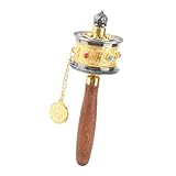 Legierung des Tibetischen Buddhismus, Mantra mit Sechs Wörtern, Handkurbel, Buddhistische Gebetsmühle. Premium-Massivmetalllegierung mit Mantra mit Sechs Wörtern, Feine (GOLD)