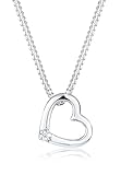Elli DIAMONDS Halskette Damen Herz Anhänger Liebe Zart mit Diamant (0.015 ct.) in 925 Sterling Silber