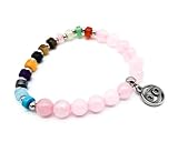 AB Viking Crafts Sternzeichen Edelstein Armband in Geschenkbox | Schutz Glück Liebe Energie (Krebs Rosenquarz, 18 cm)