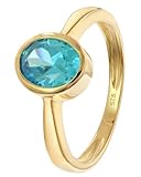 trendor Damenring 925 Silber Vergoldet Mit Synthetischem Blautopas 68950-56 Ringgröße 56/17,8