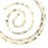 6 mm Edelsteinperlen zum Auffädeln, 120 Stück Natürliche Steinperlen 2 Stränge mit Loch, Runde Amazonit Perlen, Fluorit Lose Steinperlen, Edelstein Perlen für Armband Halsketten DIY