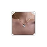 TseenYi Ovale Saphir-Anhänger-Halskette Hellblaue Kristall-Anhänger-Halsketten Silberne Box-Kette-Halskette Minimalistische Blaue Mondstein-Edelstein-Charm-Halsketten