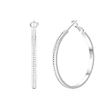 SENTERIA Creolen Silber 925 Damen Hypoallergene Funkelnde Silber Strass Creolen Leichte Ohrringe Silber Groß mit Kubischem Zirkonia 40MM