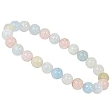 ELEDORO Handgefertigtes Edelstein Perlen Stretch Armband - Echte Steine 8mm (Beryll pastellfarbend)