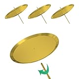 Adventskranz Kerzenhalter, 7.5cm Gold Adventskerzenhalter Metall Kerzenleuchter 4 Stück, für Adventskranz Weihnachten Kerzenteller Mit Dorn