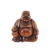 Ciffre 12cm Happy Buddha Sitzend Holz Geschnitzt Braun Bali Massivholz HB