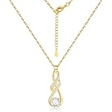 Halsketten Gold Ketten für Damen, 14k Vergoldet Sterling Silber 925 Halskette mit Unendlichkeit Anhänger Zirkonia Strass Stein Unendlichkeit Anhänger Halskette Schmuck Gold Ketten Frauen Damen