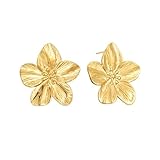 Aidenn Blumen Ohrringe Gold Groß,Blume Tropfen Ohrringe Boho Statement Flower Earrings Hypoallergene Modeschmuck für Damen