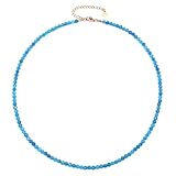 Apatit Edelsteinkette mit facettierten 4mm Perlen - echte Natursteine - Länge verstellbar - Heilstein Schutzstein Edelstein Collier Glücksbringer Talisman Geschenk (Apatit, 45, R)
